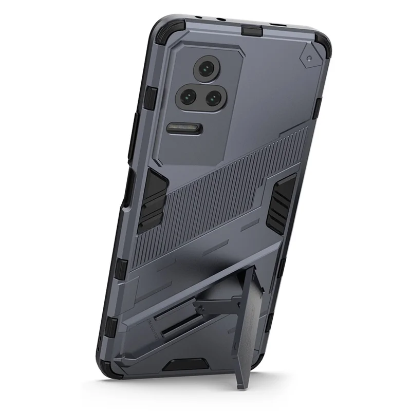 Pour Xiaomi Redmi K50 Pro / K50 Étui de téléphone portable antichoc en PC dur + TPU souple avec support - Gris