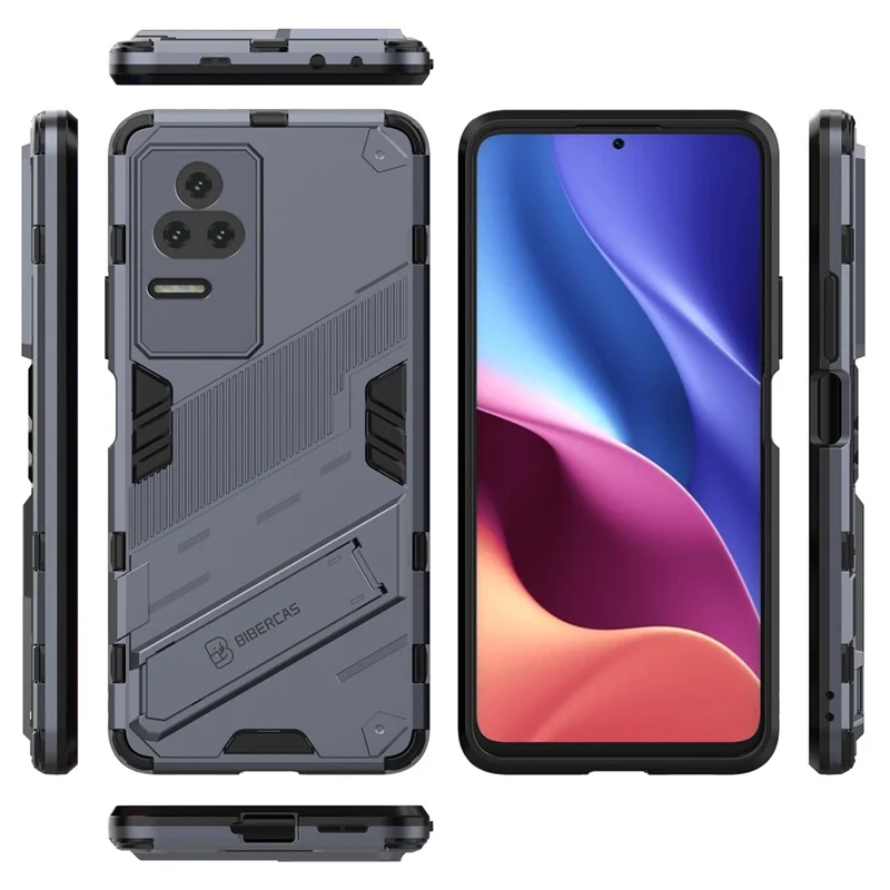 Für Xiaomi Redmi K50 Pro / K50 Hard PC + Soft TPU Schockfeste Handy -hülle Kickstand -cover - Dunkelblau