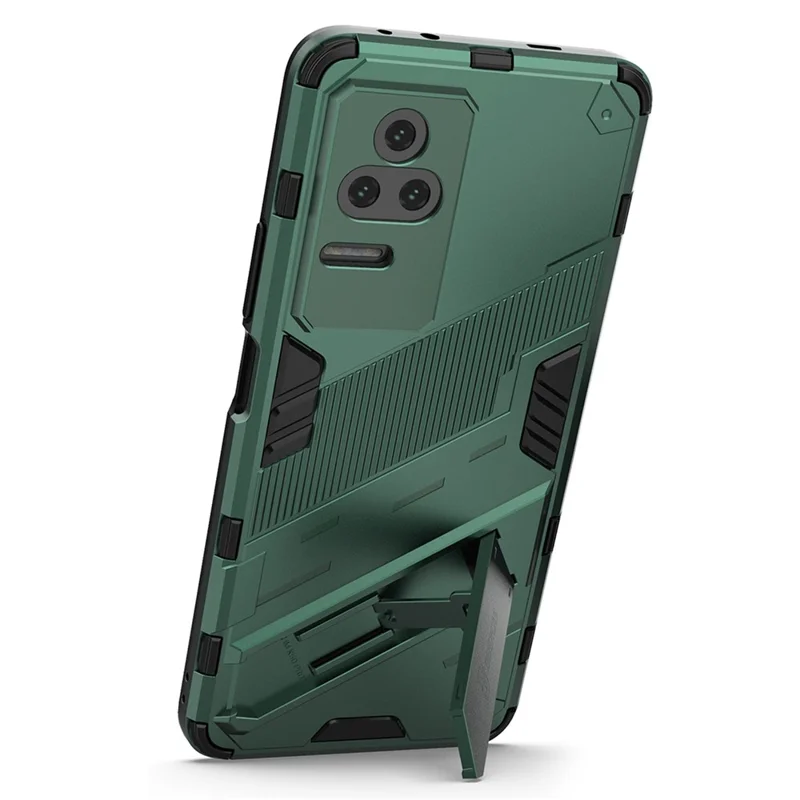 For Xiaomi Redmi K50 Pro / K50 Hard PC + Soft TPU Shockproof Mobile Phone Case Kickstand Cover - Green