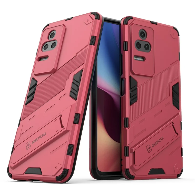 For Xiaomi Redmi K50 Pro / K50 Hard PC + Soft TPU Shockproof Mobile Phone Case Kickstand Cover - Rose