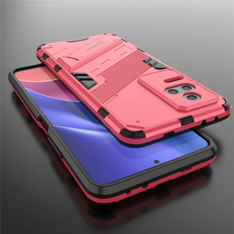 For Xiaomi Redmi K50 Pro / K50 Hard PC + Soft TPU Shockproof Mobile Phone Case Kickstand Cover - Rose