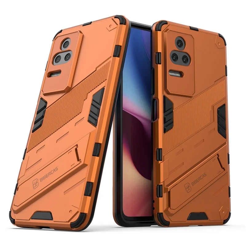 For Xiaomi Redmi K50 Pro / K50 Hard PC + Soft TPU Shockproof Mobile Phone Case Kickstand Cover - Orange
