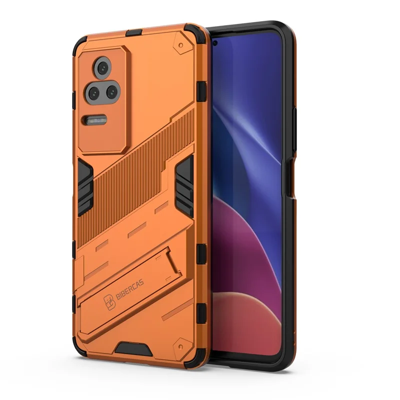 For Xiaomi Redmi K50 Pro / K50 Hard PC + Soft TPU Shockproof Mobile Phone Case Kickstand Cover - Orange