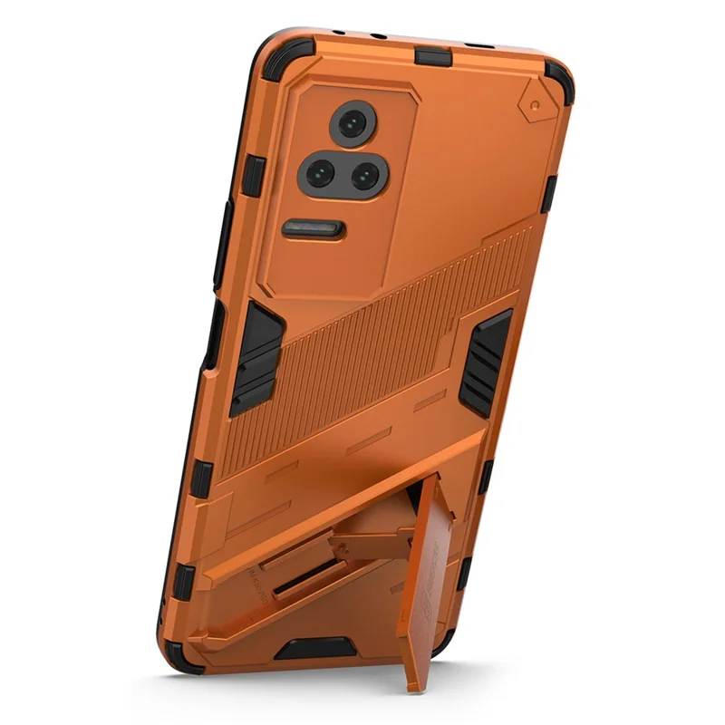 For Xiaomi Redmi K50 Pro / K50 Hard PC + Soft TPU Shockproof Mobile Phone Case Kickstand Cover - Orange