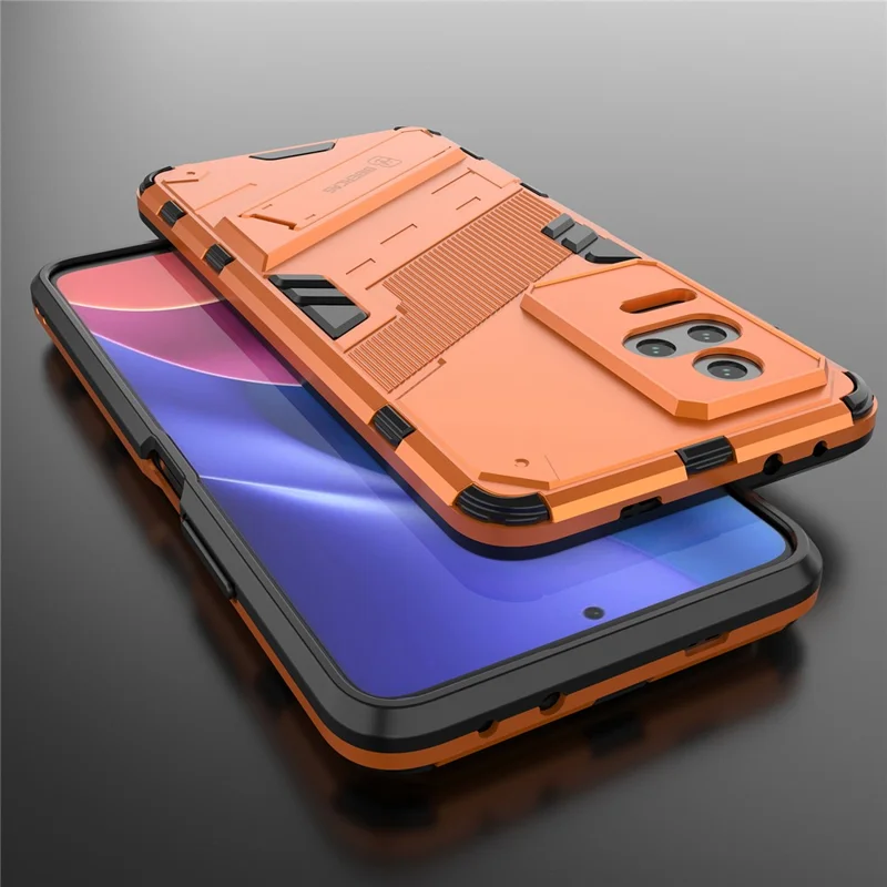 For Xiaomi Redmi K50 Pro / K50 Hard PC + Soft TPU Shockproof Mobile Phone Case Kickstand Cover - Orange