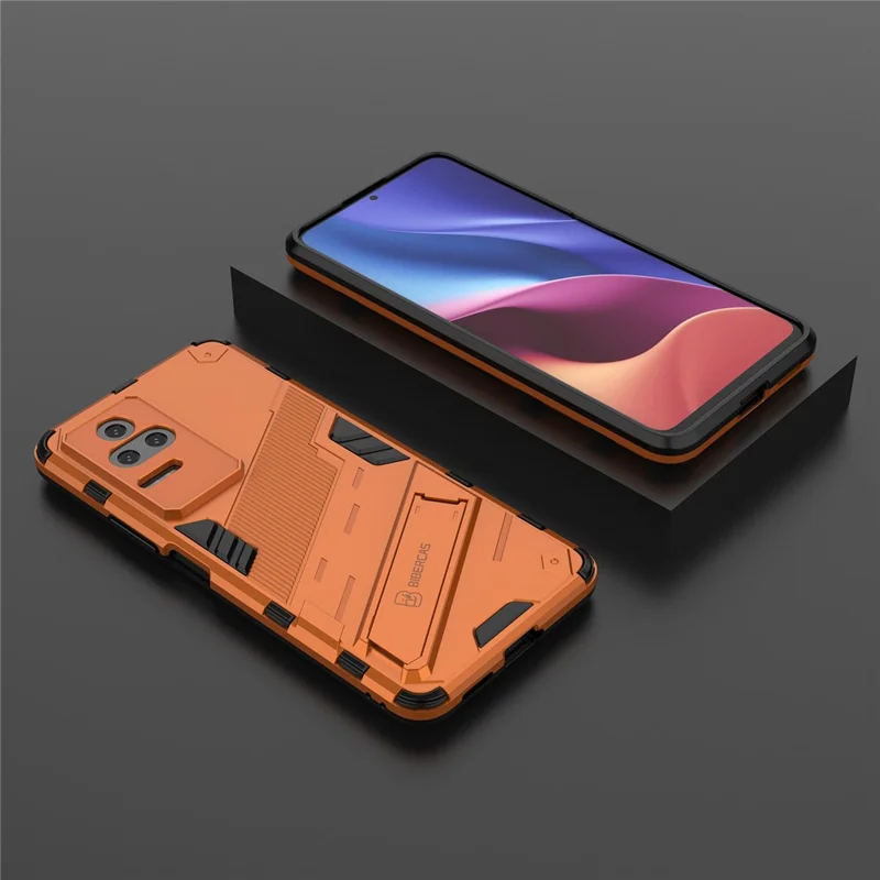 For Xiaomi Redmi K50 Pro / K50 Hard PC + Soft TPU Shockproof Mobile Phone Case Kickstand Cover - Orange