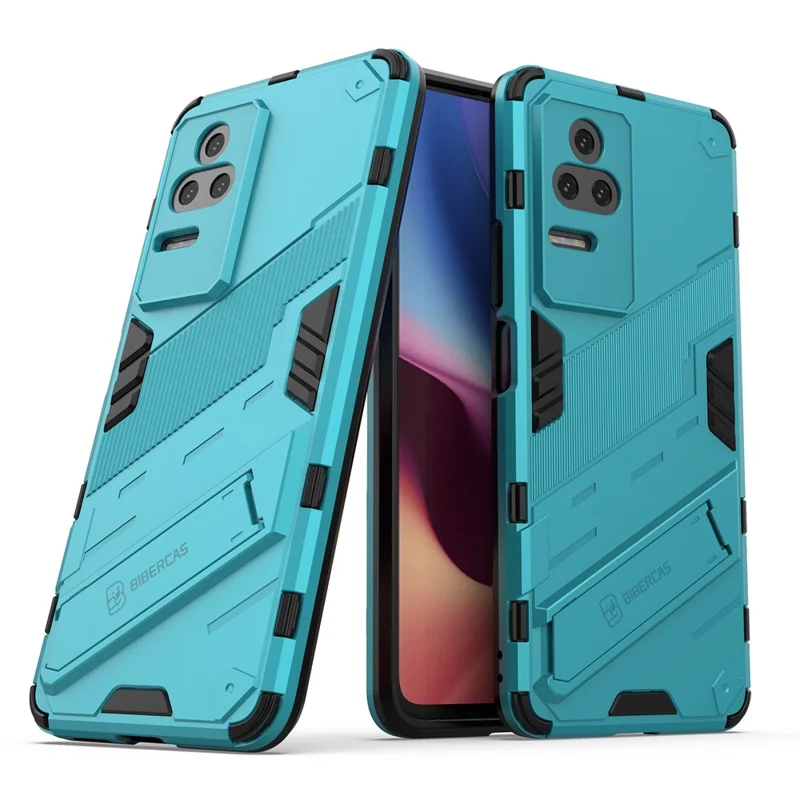 For Xiaomi Redmi K50 Pro / K50 Hard PC + Soft TPU Shockproof Mobile Phone Case Kickstand Cover - Baby Blue