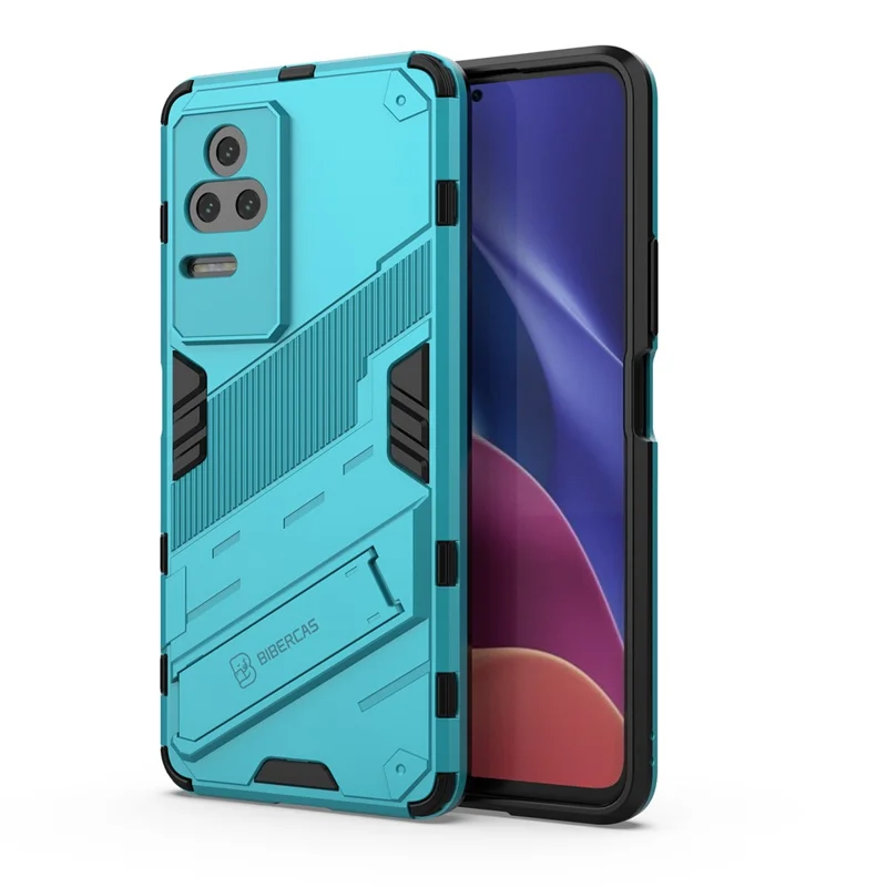 For Xiaomi Redmi K50 Pro / K50 Hard PC + Soft TPU Shockproof Mobile Phone Case Kickstand Cover - Baby Blue