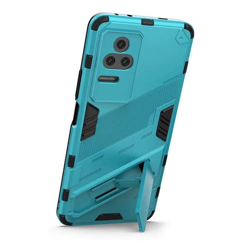 For Xiaomi Redmi K50 Pro / K50 Hard PC + Soft TPU Shockproof Mobile Phone Case Kickstand Cover - Baby Blue