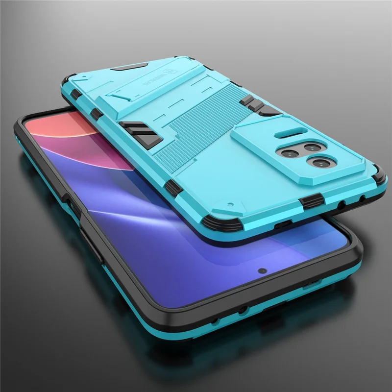 For Xiaomi Redmi K50 Pro / K50 Hard PC + Soft TPU Shockproof Mobile Phone Case Kickstand Cover - Baby Blue