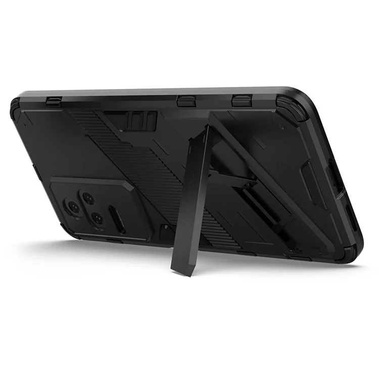 Per Xiaomi Poco F4 5G / Redmi K40S 5G Hidden Kickstand Design Hard PC + Soft TPU Hybrid Phone Case Shell - Nero