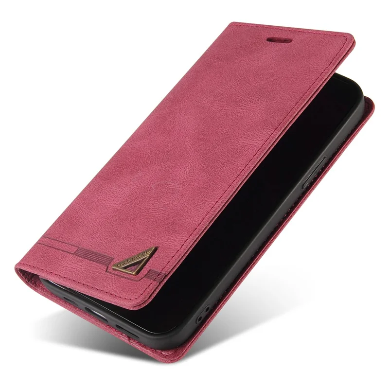 Gq. Utrobe 008 Série Skin-toucha Sentir Caso de Couro Para Xiaomi Redmi Nota 11 4G (Qualcomm), RFID Proteção de Bloqueio Flip Stand Stand Phone Tampa - Vinho Vermelho