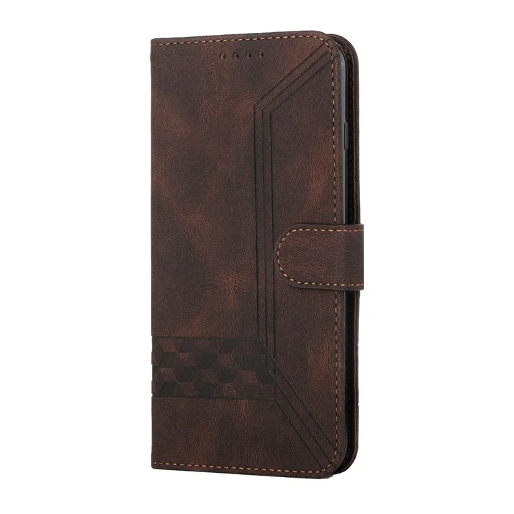 For Xiaomi Redmi Note 11 Pro 4G (Mediatek) / Note 11 Pro 5G (Qualcomm) Phone Case with Strap Imprint PU Leather Wallet Stand Cover - Brown
