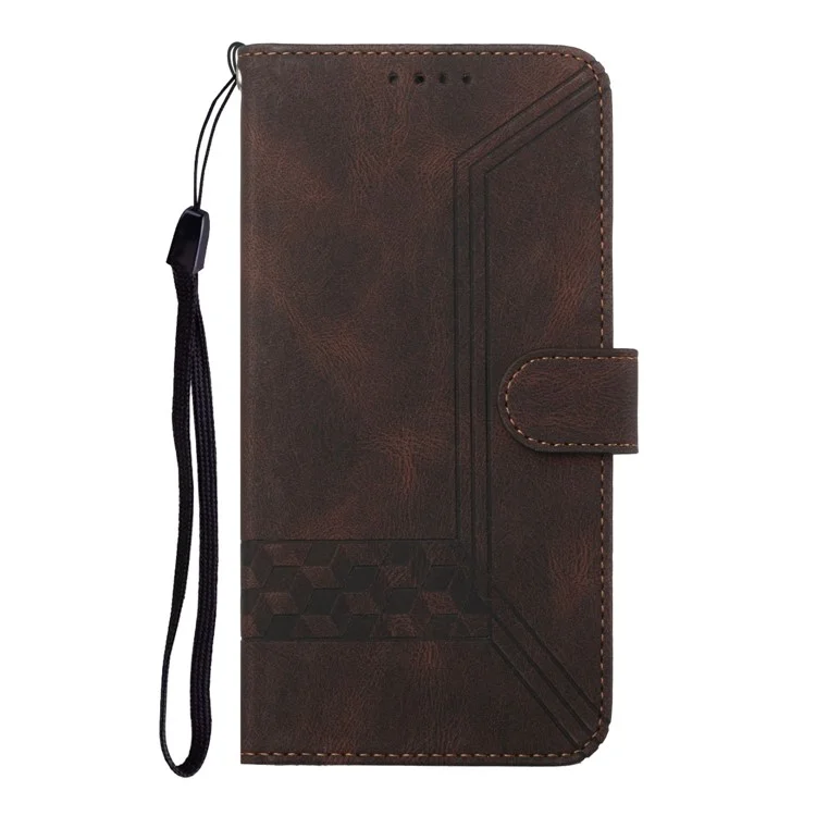 For Xiaomi Redmi Note 11 Pro 4G (Mediatek) / Note 11 Pro 5G (Qualcomm) Phone Case with Strap Imprint PU Leather Wallet Stand Cover - Brown