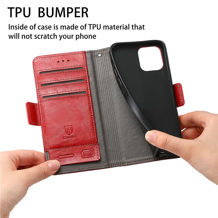 For Xiaomi Redmi Note 11S 4G 2022(Mediatek Helio G96) Phone Cases CASENEO PU Leather Cover Stand with RFID Blocking Wallet - Red