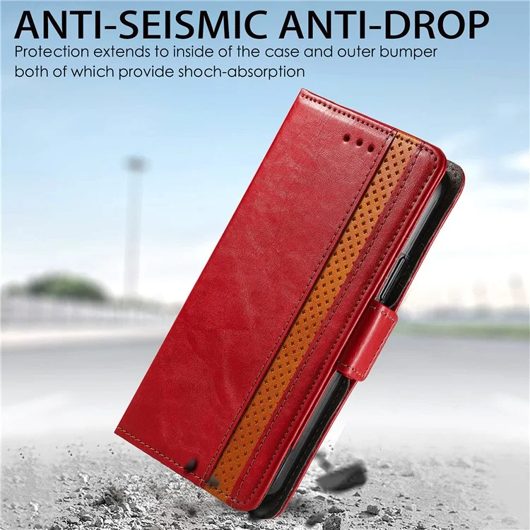 For Xiaomi Redmi Note 11S 4G 2022(Mediatek Helio G96) Phone Cases CASENEO PU Leather Cover Stand with RFID Blocking Wallet - Red