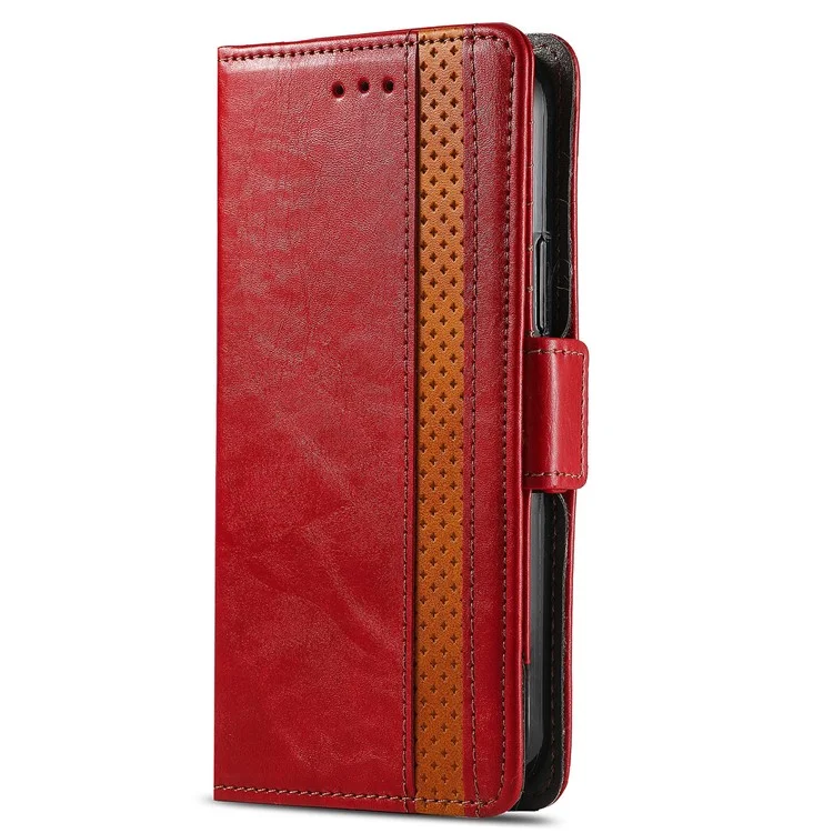For Xiaomi Redmi Note 11S 4G 2022(Mediatek Helio G96) Phone Cases CASENEO PU Leather Cover Stand with RFID Blocking Wallet - Red