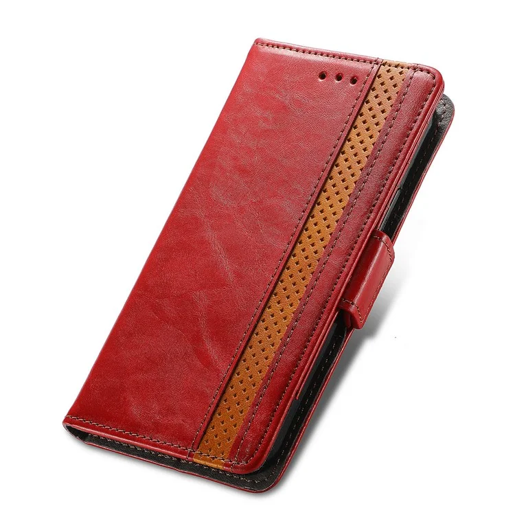 For Xiaomi Redmi Note 11S 4G 2022(Mediatek Helio G96) Phone Cases CASENEO PU Leather Cover Stand with RFID Blocking Wallet - Red