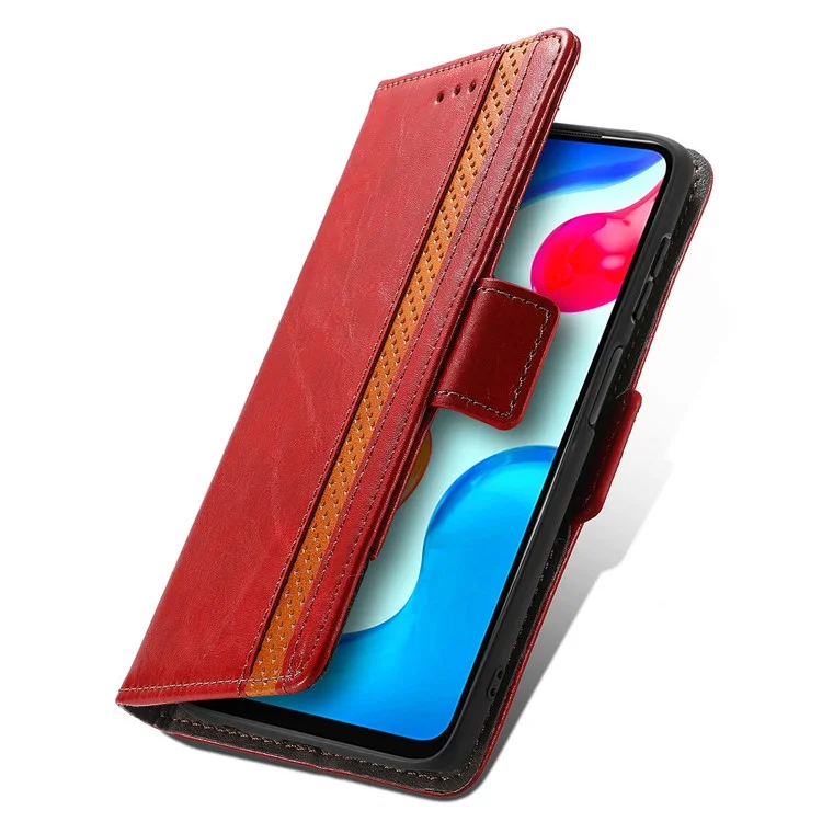 For Xiaomi Redmi Note 11S 4G 2022(Mediatek Helio G96) Phone Cases CASENEO PU Leather Cover Stand with RFID Blocking Wallet - Red