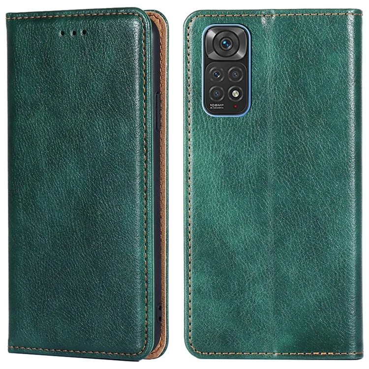 Für Xiaomi Redmi Note 11 4G (Qualcomm) / Redmi Note 11S 4G PU-Leder-Brieftaschenhülle mit Standfunktion, magnetisch, stoßfest, Klapphülle, Buchumschlag - Grün