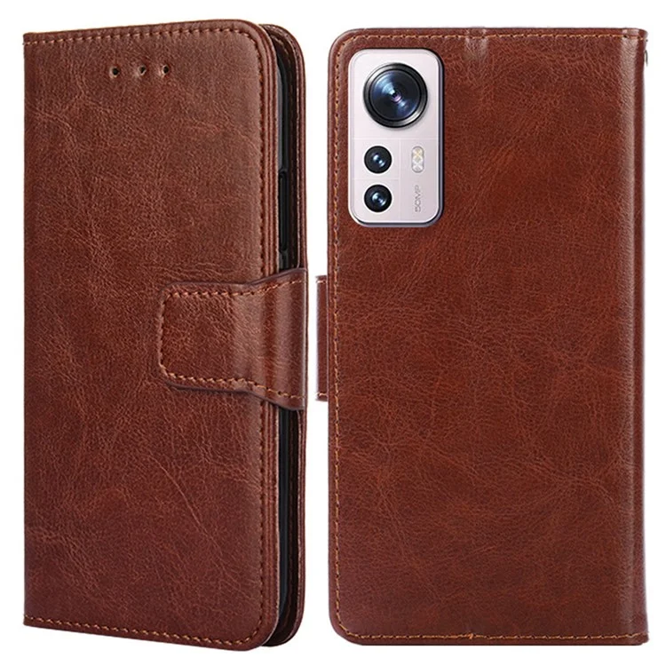 Para Xiaomi 12 Pro 5G/12S Pro 5G/12 Pro (Dimensity) 5G Funda de cartera con tapa de cuero PU con cierre magnético y soporte, protección completa - Marrón