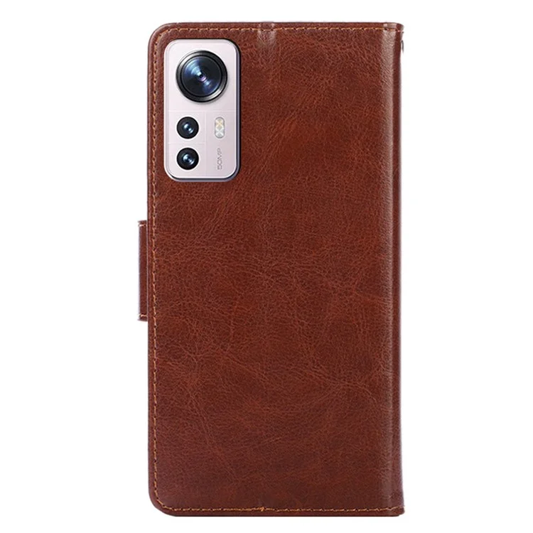 Para Xiaomi 12 Pro 5G/12S Pro 5G/12 Pro (Dimensity) 5G Funda de cartera con tapa de cuero PU con cierre magnético y soporte, protección completa - Marrón