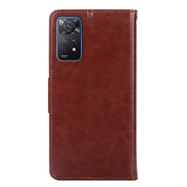 Для Xiaomi Redmi Note 12 Pro 4G / 11 Pro 4G (MediaTek) / Note 11 Pro 5G (Qualcomm) Хорошо защищенный чехол-кошелек из искусственной кожи с подставкой - коричневый