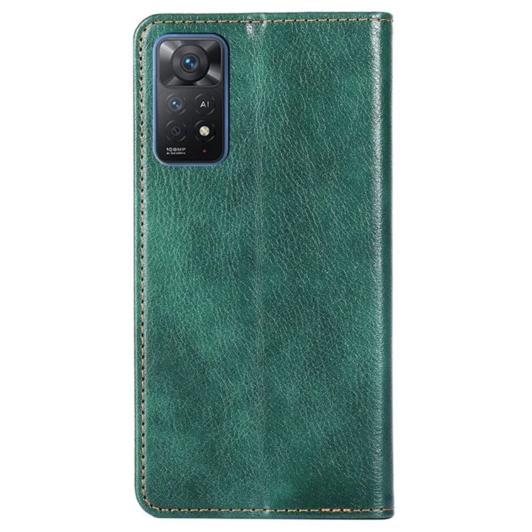 Für Xiaomi Redmi Note 12 Pro 4G / 11 Pro 4G (MediaTek) / Note 11 Pro 5G (Qualcomm) Magnetische Auto-absorbierte Flip-Leder-Geldbörse Buch-Hülle Innen TPU-Folio-Ständer Stoßfest Schutzhülle - Grün