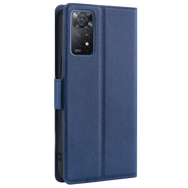 For Xiaomi Redmi Note 12 Pro 4G / 11 Pro 4G (MediaTek) / Note 11 Pro 5G (Qualcomm) PU Leather Card Slot Side Magnetic Buckle Cover Stand TPU Bumper Anti-Scratch Full-Protective Phone Case - Blue