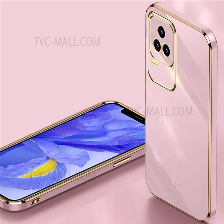 XINLI for Xiaomi Redmi K50 Pro/K50 Anti-drop Phone Protective Case Precise Lens Cutout Electroplating Golden Edge Flexible TPU Cover - Black