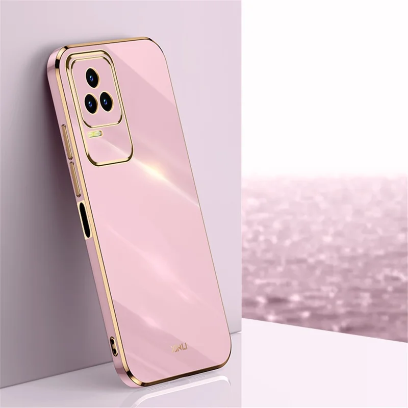 XINLI para Xiaomi Redmi K50 Pro/K50 Caso de Proteção Antiimpacto de Telefone Recorte Preciso da Lente Acabamento em Dourado Eletrolítico Capa Flexível de TPU - Roxo
