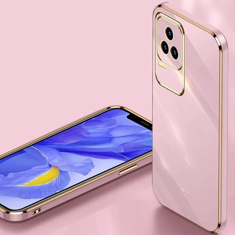 XINLI para Xiaomi Redmi K50 Pro/K50 Caso de Proteção Antiimpacto de Telefone Recorte Preciso da Lente Acabamento em Dourado Eletrolítico Capa Flexível de TPU - Roxo