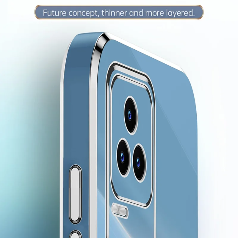 XINLI para Xiaomi Redmi K50 Pro/K50 Funda protectora antipérdida Recorte preciso de la lente Borde dorado electrochapado Cubierta flexible de TPU - Cian