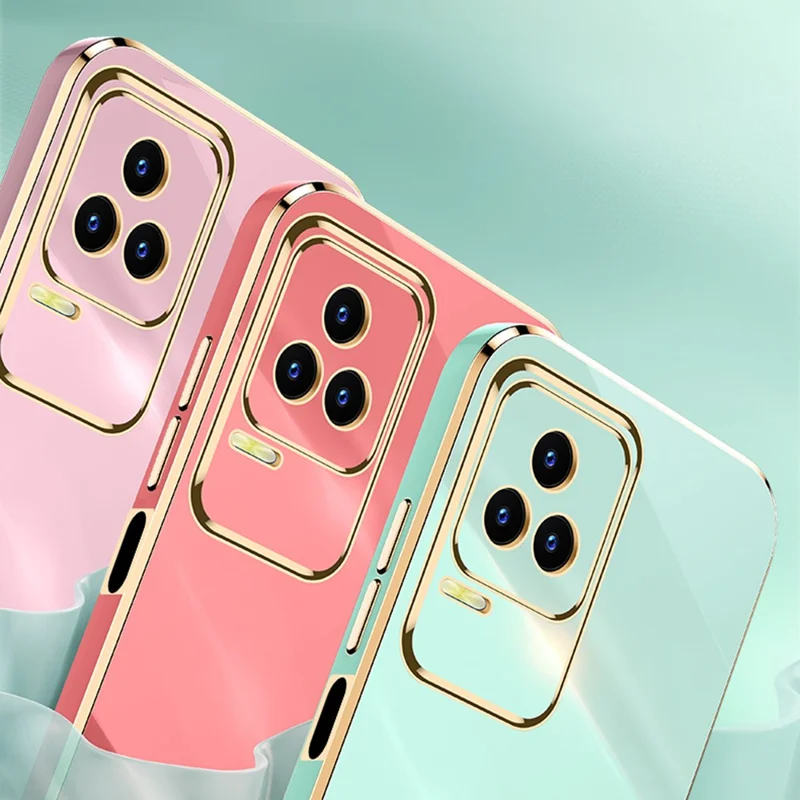 XINLI para Xiaomi Redmi K50 Pro/K50 Funda protectora antipérdida Recorte preciso de la lente Borde dorado electrochapado Cubierta flexible de TPU - Cian