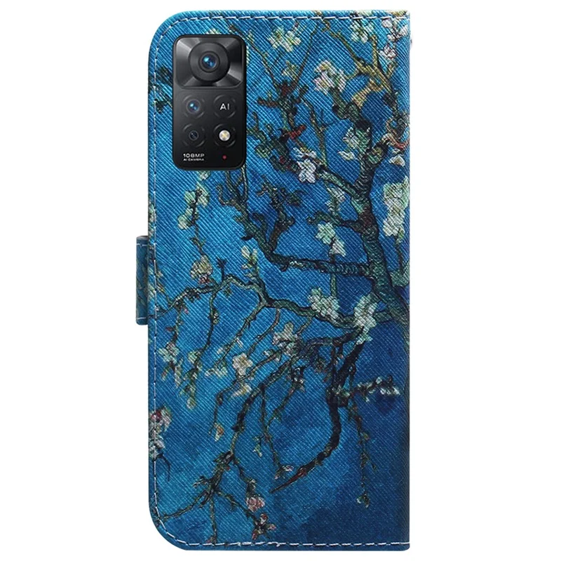 For Xiaomi Redmi Note 12 Pro 4G / 11 Pro 4G (MediaTek) / Note 11 Pro 5G (Qualcomm) Magnetic Closure Pattern Printing PU Leather Folio Flip Case Wallet Stand Function Phone Cover - Apricot Flowers