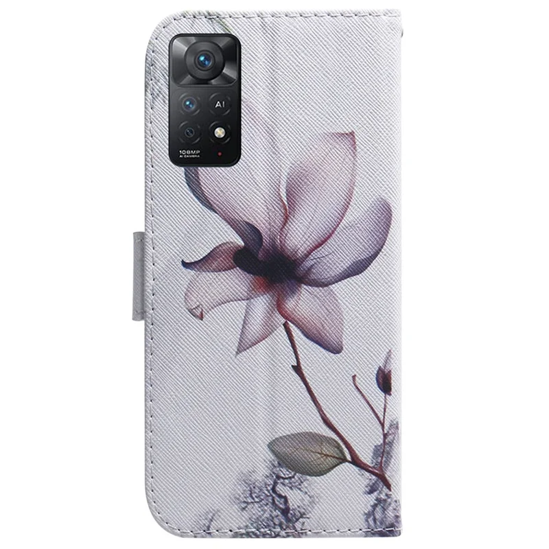 Pour Xiaomi Redmi Note 12 Pro 4G / 11 Pro 4G (MediaTek) / Note 11 Pro 5G (Qualcomm) Fermeture magnétique Impression de motifs Étui folio en cuir PU à rabat Fonction de portefeuille et de support Housse de téléphone - Fleur rose