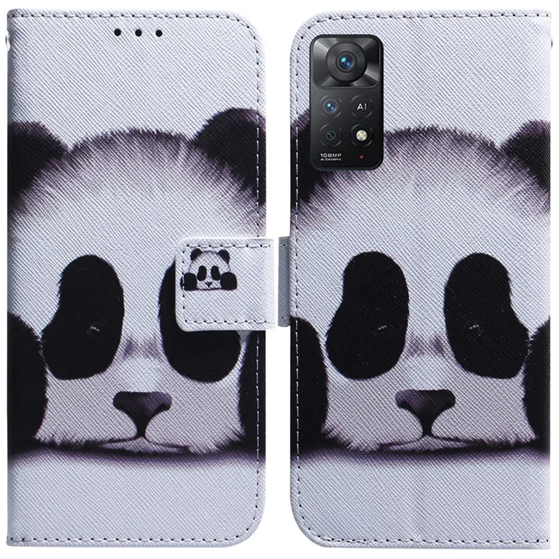 Para Xiaomi Redmi Note 12 Pro 4G / 11 Pro 4G (MediaTek) / Note 11 Pro 5G (Qualcomm) Cierre Magnético Patrón de Impresión Funda Flip de Piel de PU con Función de Cartera y Soporte - Panda