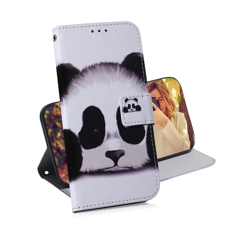 Para Xiaomi Redmi Note 12 Pro 4G / 11 Pro 4G (MediaTek) / Note 11 Pro 5G (Qualcomm) Cierre Magnético Patrón de Impresión Funda Flip de Piel de PU con Función de Cartera y Soporte - Panda