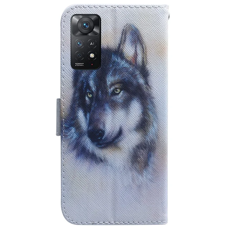 For Xiaomi Redmi Note 12 Pro 4G / 11 Pro 4G (MediaTek) / Note 11 Pro 5G (Qualcomm) Magnetic Closure Pattern Printing PU Leather Folio Flip Case Wallet Stand Function Phone Cover - Wolf