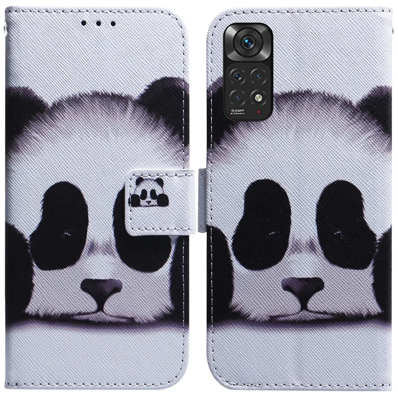 For Xiaomi Redmi Note 11S 4G / Redmi Note 11 4G (Qualcomm) Wallet Phone Case Pattern Printing PU Leather Stand Feature Flip Cover - Panda