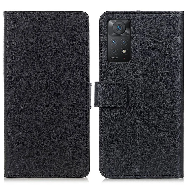 For Xiaomi Redmi Note 12 Pro 4G / 11 Pro 4G (MediaTek) / Note 11 Pro 5G (Qualcomm) PU Leather Magnetic Clasp Phone Case Wallet Stand Folio Flip Cover - Black