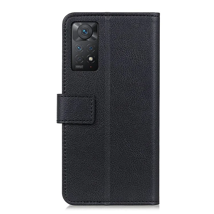 For Xiaomi Redmi Note 12 Pro 4G / 11 Pro 4G (MediaTek) / Note 11 Pro 5G (Qualcomm) PU Leather Magnetic Clasp Phone Case Wallet Stand Folio Flip Cover - Black
