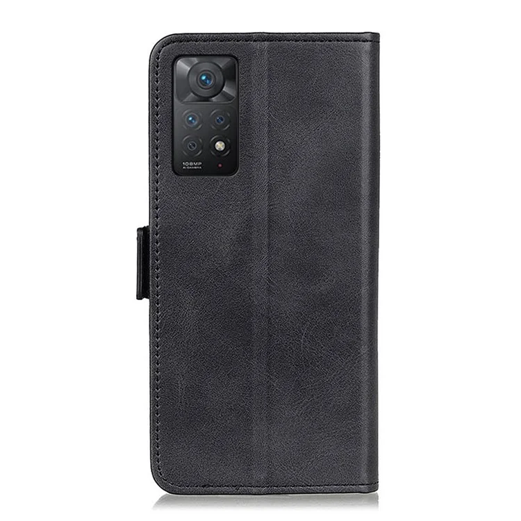 Для Xiaomi Redmi Note 11 Pro 5G (Qualcomm) / Redmi Note 11 Pro 4G (MediaTek) Текстурированная ПУ Кожаный Кошелек Стенд Стенд Функция Магнитное Закрытие Flip Folio Book Cover - Чернить