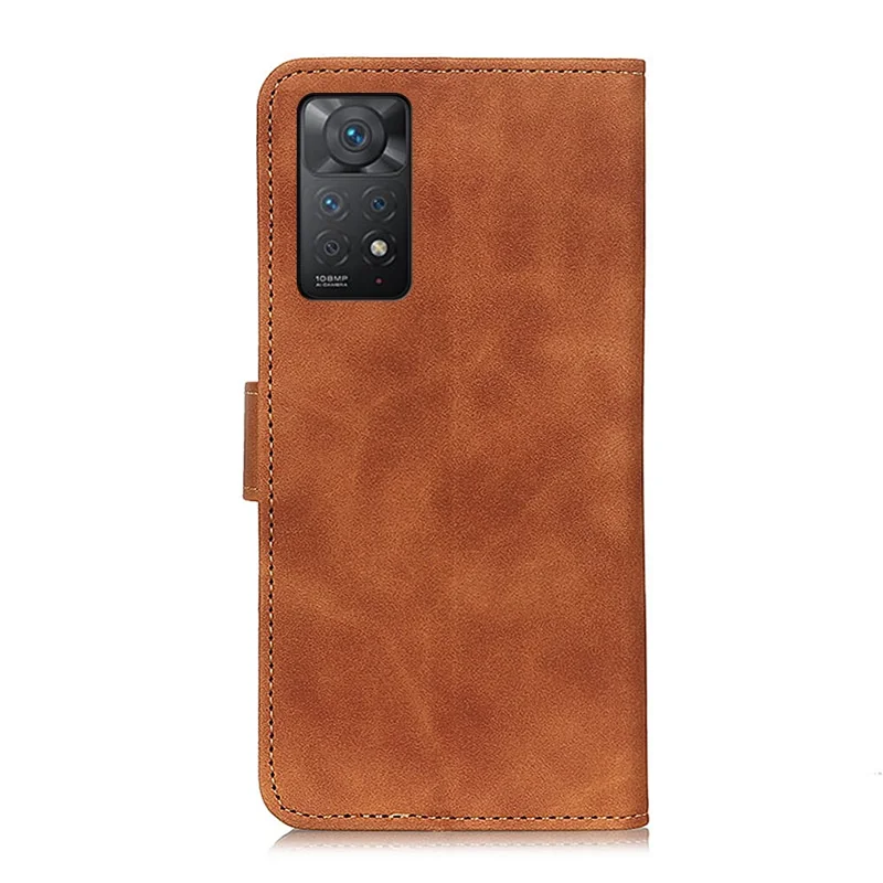 KHAZNEH Per Xiaomi Redmi Note 12 Pro 4G / 11 Pro 4G (MediaTek) / Note 11 Pro 5G (Qualcomm) Custodia per telefono in pelle PU retrò Chiusura magnetica a doppia faccia Supporto per portafoglio - Marrone