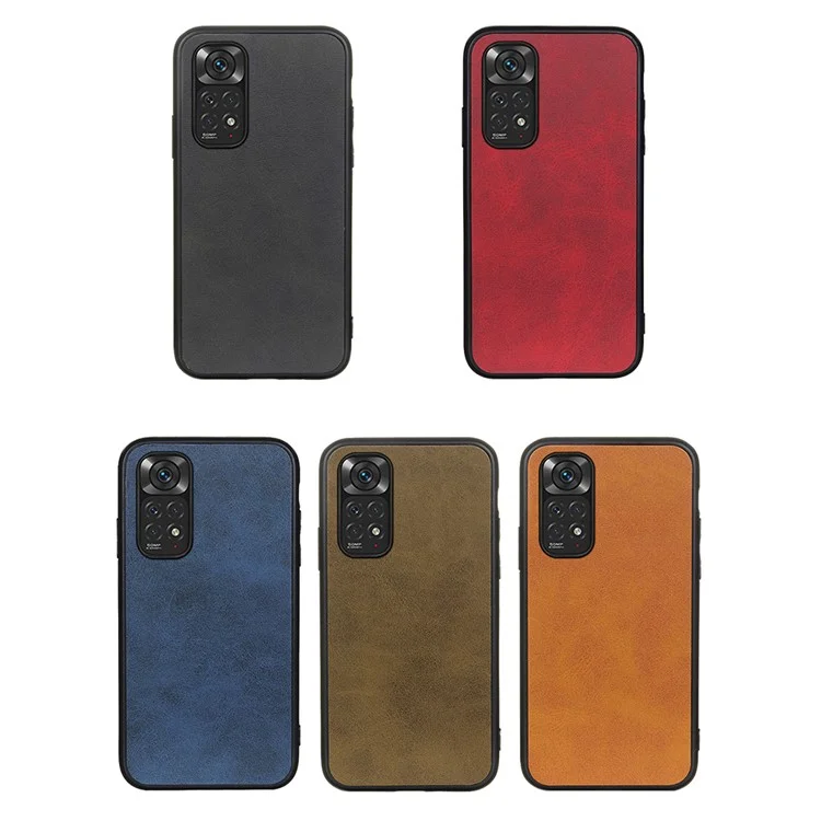 Pour Xiaomi Redmi Note 11 4G (Qualcomm)/Note 11S 4G Bi-color Textured PU Leather Coated TPU + PC Phone Case - Noir