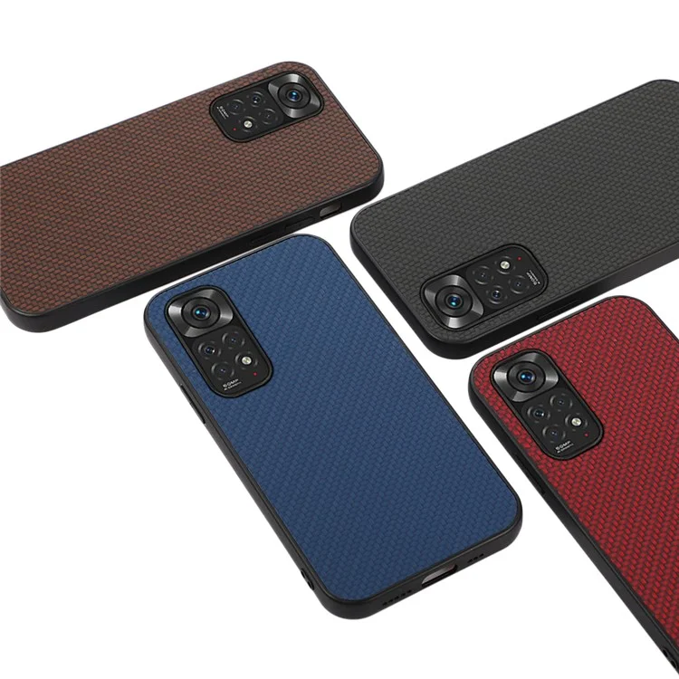 Für Xiaomi Redmi Note 11 4G (Qualcomm)/Note 11S 4G Gut geschützter Kohlefaser-Textur PU-Leder-Stoßschutz mit Hybrid-Unterseite - Schwarz