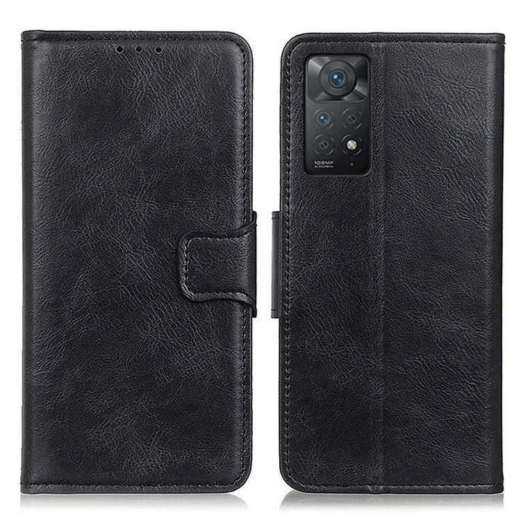 Für Xiaomi Redmi Note 12 Pro 4G / 11 Pro 4G (MediaTek) / Note 11 Pro 5G (Qualcomm) PU-Leder Komplettschutz-Handyhülle mit Crazy Horse Textur, stoßfest, mit Brieftasche und Ständer - Schwarz