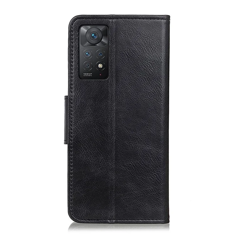 Für Xiaomi Redmi Note 12 Pro 4G / 11 Pro 4G (MediaTek) / Note 11 Pro 5G (Qualcomm) PU-Leder Komplettschutz-Handyhülle mit Crazy Horse Textur, stoßfest, mit Brieftasche und Ständer - Schwarz