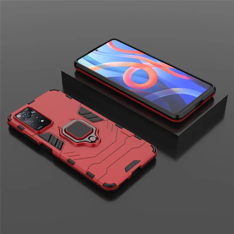 Pour Xiaomi Redmi Note 11 PRO 5G (Qualcomm) / Remarque Redmi Note 11 PRO 4G (MEDIEDK) BACK BACK BACK BUCLE SOFT TPU + Hard PC Couverture De Protection Antichoc - Rouge