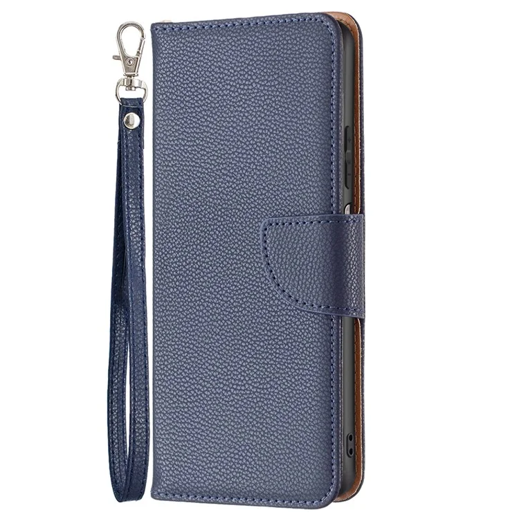Para Xiaomi Redmi Note 11 4G (Qualcomm) Litchi Texture PU Caja De Cuero Caja De La Cartera De Color Sólido Cubierta De Teléfono Móvil - Azul Oscuro